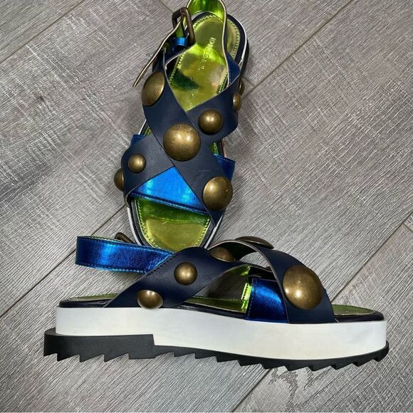 DIESEL Sandals Criss cross Chunky Studs Size 37 US7 Navy - Picture 8 of 15